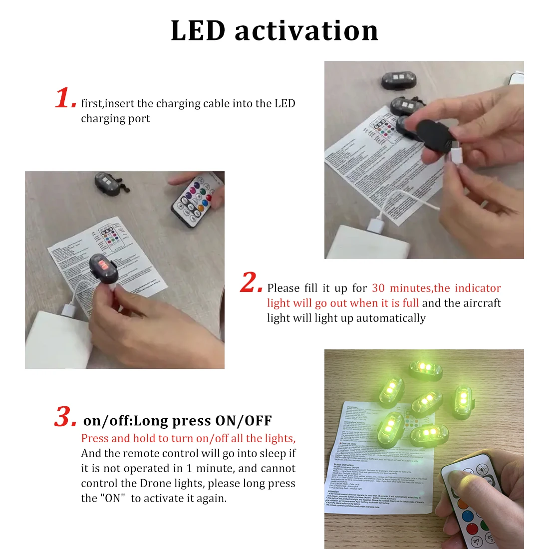 2/4/8Pcs Wireless Remote Contr – Drone Strobe Light recenzja i cena