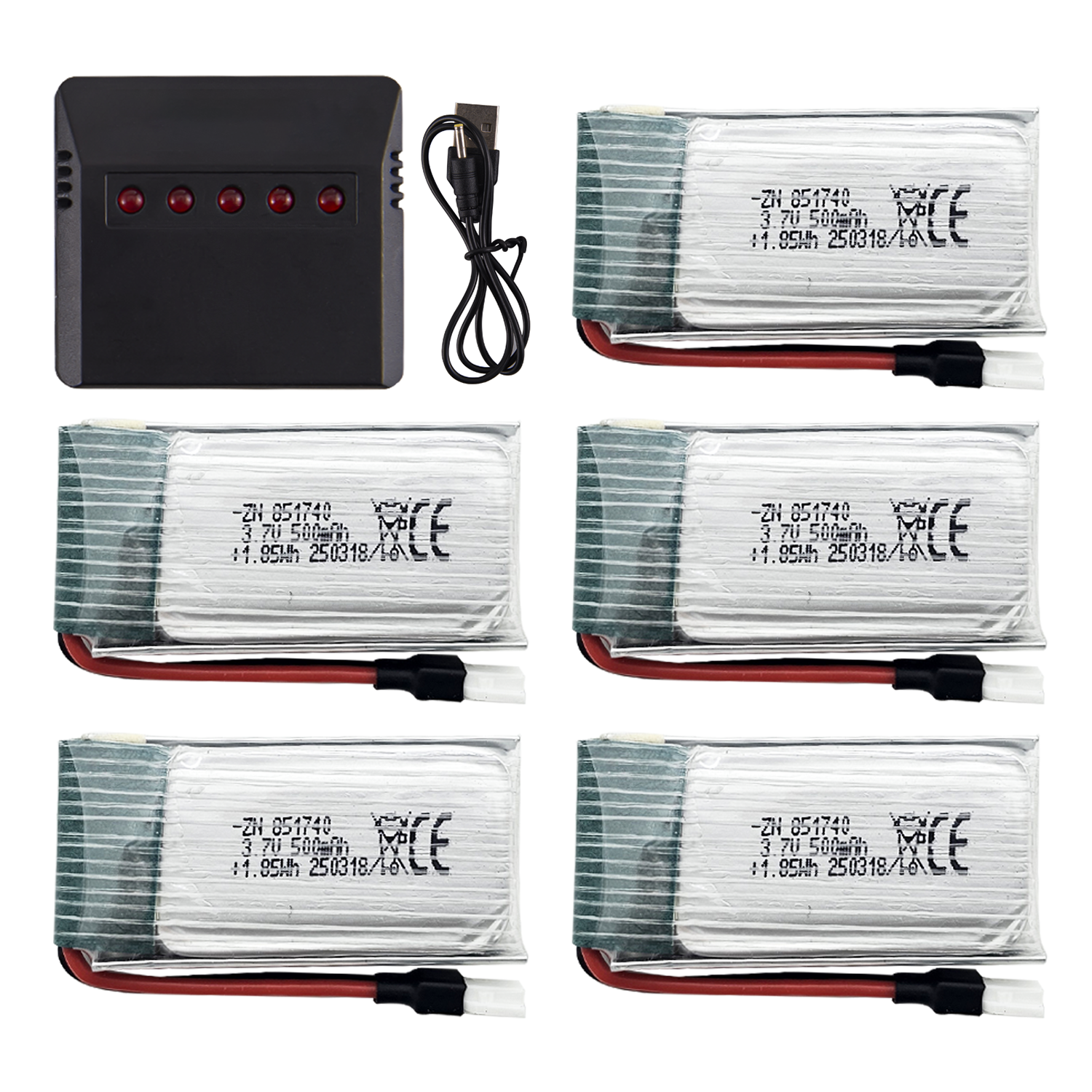 5Pcs 3.7V 500mAh LiPo Batterie – Drone Battery Charger recenzja i cena