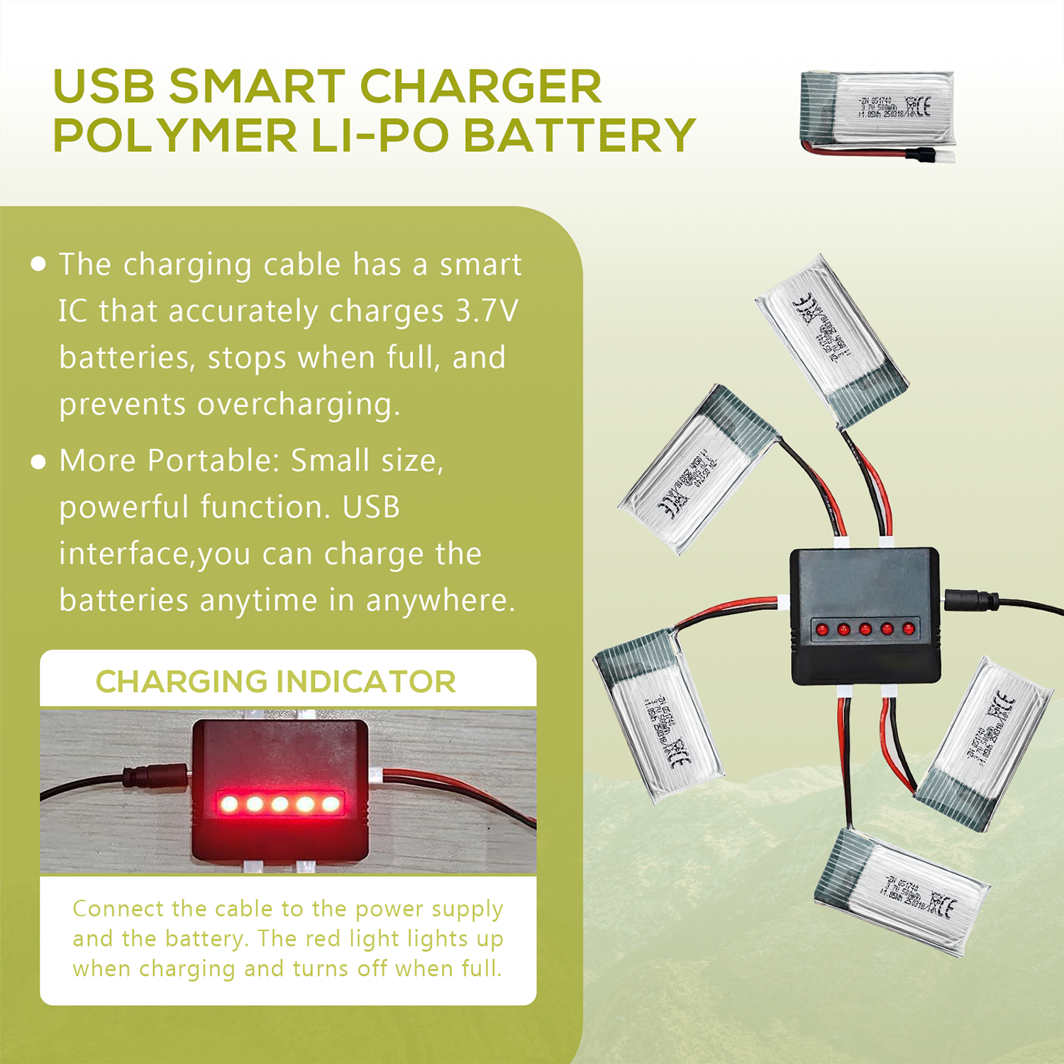 5Pcs 3.7V 500mAh LiPo Batterie – Drone Battery Charger recenzja i cena